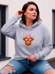 Women's Cold Weather Hoodie  Hooded Sweatshirt Cow Hat Buffalo Love Premium Quality Comfortable