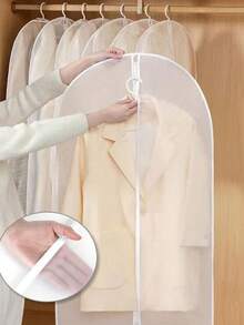 1个/5个半透明拉链防尘罩，衣架防尘罩，可水洗家用，夹克西装收纳袋，衣物防尘罩，透明拉链西装/连衣裙防尘袋