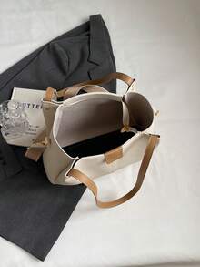 1 件纯色 PU 皮革女士单肩包，休闲缝线大容量托特包，配有可拆卸可调节肩带，拉链开合，适合旅行、购物、约会，以及送给年轻女性、学生和职场女士的礼物。非常适合办公室、学校、工作、通勤、户外、旅行