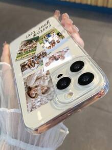 1pc Custom DIY Multi-Image Design Phone Case, TPU Transparent Phone Case, Custom Text Design, High Definition UV Print Phone Case, Provides Shock Protection For Your Phone, Compatible With IPhone Series, 16 Pro Max/16 Pro/15 Pro Max/14 Pro Max/13 Pro Max/13 Pro/15 Pro, A05/A04/A11/A24/A25/A26/A33/A12/A13/A14/A15/A52/A54/A55/S23 Ultra/S24 Ultra/A52s/13c/A15, Honor X6a/X7b/X8b/X6, Redmi, Fun Customized, Daily Use Or Memorial Gift