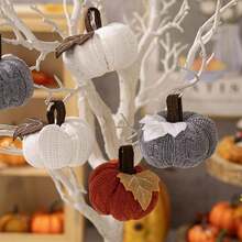 3pcs Mini Knitted Pumpkin Set, Nordic Warm Style Decor, Suitable As A Cozy Small Gift For Women, Autumn Bowl Filler, Farmhouse Style Tiered Tray Decor, Autumn Pumpkin Decor For Friends (Mini Autumn Set)