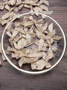 50 Stück/Pack bunte Schleifen-Schleifen Geschenkverpackung Dekoration Handwerk Kartendekor, Haaraccessoires, Luftballonschleifen, Hochzeitsfestdekoration, Zimmerdekor, Heimdekoration - Champagnerfarbe