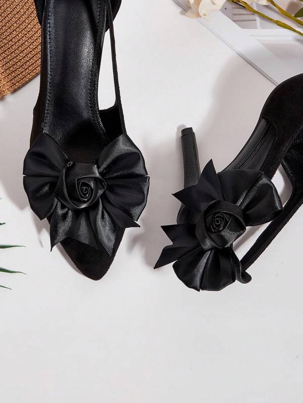 1 paire de Clips décoratifs pour chaussures au style coréen élégant en satin, design nœud papillon amovible. Convient pour les sandales, talons et chaussures décontracté