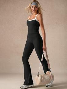 NcmRyu 1套女式弹力吊带背心和运动裤套装 - 黑色 - 查看 1