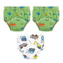 3pcs Unisex Reusable Potty Training Pants, Waterproof Kids Underwear, Breathable Cartoon Diaper Covers, Multilayer Absorbent, Funny Patterns Suitable For Boys And Girls, Great For Toilet Training And Incontinence, Fits 12 Months To 3 Years