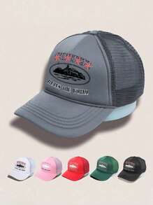1 Stück Herren Outdoor Baseballcap mit fünfzackigem Stern Stickmuster und Netzstoff, verstellbarer Sonnenschutz Lässig Hut für Frühling Herbst Reisen Strand, Urlaub, Y2K Stil, geeignet als Valentinstagsgeschenk