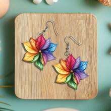 1 paire Boucles d'oreilles pendantes élégantes en acrylique motif tournesol pour femme, délicates boucles d'oreilles pendantes florales, légères et à la mode, double face, couleurs vives, style bohème, cadeau raffiné pour femme, festivals, été
