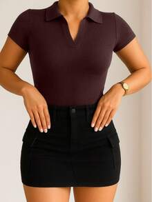 Women's Polo Shirt Short Sleeve Cotton - 1 XÁM 1 TẮT 1 XANH LÁ QUÂN ĐỘI 1 NÂU 1 BEIGE - Xem 2