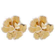 1 Pair Golden Color Enameled Big Flower Floral Statement Earring For Women