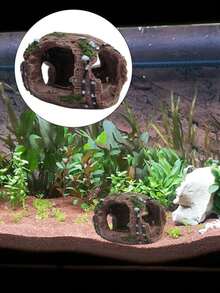 1 pieza Decoración de acuario tipo cubo, pequeña cueva para peces, cubo roto para paisaje subacuático, accesorios para acuario, decoración de pecera de vidrio, resina, cubo, paisaje de acuario, ornamento