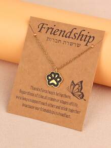 1 pezzo Collana pendente a forma di zampa, in acciaio inossidabile con design a zampa d'animale, regalo di amicizia per migliori amici, appassionati di animali, confezione con biglietto, adatto per uso quotidiano delle donne