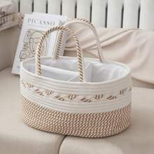 Rope Woven Baby Diaper Caddy, Large Capacity Mom Bag For Outdoor, Diaper, Baby Essentials Storage - Multicolor - View 3