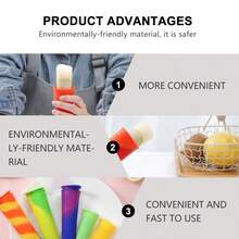 4pcs (Random Color) Silicone Homemade Ice Cream Mold,Reusable Covered Popsicle Mold,Suitable For DIY Popsicles/Ice Cubes/Ice Cream/Yogurt Sticks/Jelly,Easy To Clean And Demold - A Must-Have For Homemade Yogurt Popsicles, A Summer Delicacy, Easy To Clean Ingredients, Fun Styling, And Home Cooking Tools - Multicolor - View 8