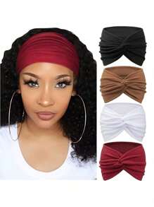 4pcs Women Headband, Boho Style Headscarf, Retro Turban Headband Hair Accessories, Suitable For Yoga, Running, Sports