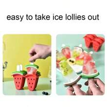 1 pieza Molde dividido en 4 compartimientos para helados con tapa, molde con forma de sandía/naranja/kiwi, molde casero para polos, herramienta de cocina para hacer helados con jugo o leche congelados