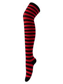 1 Pair Thigh High Socks, Anime Cosplay Role Play Style Striped & Solid Colors, Fall Socks - Multicolor - View 35