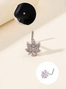 1 Stück pinker Ahornblatt-Nasenstecker/-ring mit roten, pinken und blauen Strass in Silber und Gold, geeignet für täglichen Gebrauch von Männern und Frauen