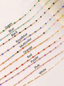 1 件波西米亚彩色滴水不锈钢链项链，优雅、休闲、奢华、时尚、百搭的设计，适合任何场合的女性