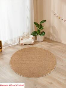 1pc Round Rug Faux Sisal Round Area Rug, Comfortable For Bedroom, Living Room, Study, Entryway, Dining Room, Laundry Room, Room Decor As Floor Mat, Non-Slip Absorbent Floor Mat Bedroom Rug, Washable & Non-Slip, Rugs For Living Room - Indoor All-Season Home Decor, Circle Bedroom Rugs, Easy To Clean, Bedside Rug, Living Room Carpet, House Decor | Bedroom Decor - Brown - View 13