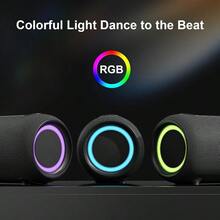 Altavoces portátiles Passau Bluetooth con 40 W de potencia máxima, sonido estéreo potente, radiadores pasivos, graves profundos, autonomía durante todo el día, correa ajustable, BT 5.3, IPX5, altavoz inalámbrico con luces RGB para interiores y exteriores - Negro - Ver 3