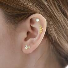 10Pcs 316 Surgical Steel Tragus Piercing Lip Stud Earring For Women Girl,18K Gold Internally Threaded Fashion Combination Cartilage Helix Ear Jewelry Suitable For Daily And Banquets To Wear - Yellow Gold - View 2