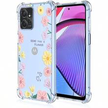 For Moto G Power 5G 2023 Mobile Phone Case Floral Pattern Transparent UltraThin Shockproof TPU Silicone Protective Case Suitable For  Moto G Power 5G 2023 Pink Yellow Flower