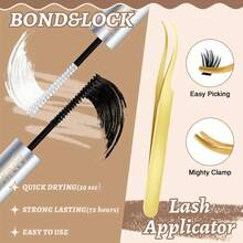DlY Eyelash Extension Set, 400 D-Curl Individual Eyelash Sets With Eyelash Bond And Seal, Applicator And Remover - For DlY Eyelash Extensions At Home (60D-80D, D-Mix 9-16mm Sets) - 黑色 - 查看 7