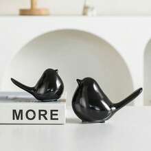 2 piezas de figuras de pájaro abstractas cerámicas minimalistas nórdicas, adornos de decoración del hogar, regalos para inauguración de la casa/cumpleaños/graduación, de vuelta a la escuela/Día de San Valentín/Halloween/Navidad - Negro - Ver 19