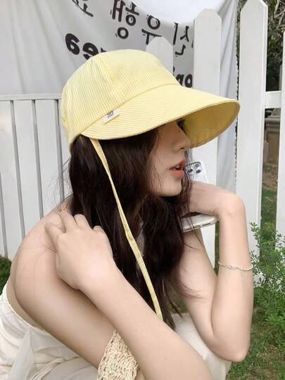 1pc 2025 New Summer Sunscreen Hat, Women Lightweight Foldable Bucket Hat, Striped Pattern