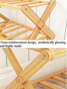 Kệ để giày và cây cảnh bằng tre tối giản 3/4 tầng - Thiết kế kệ thanh hình chữ X, tiết kiệm không gian cho phòng khách, ban công, lối vào, ký túc xá - Màu vàng - Xem 8