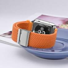 Smart Watch Strap - Orange (Silver Buckle) - View 2