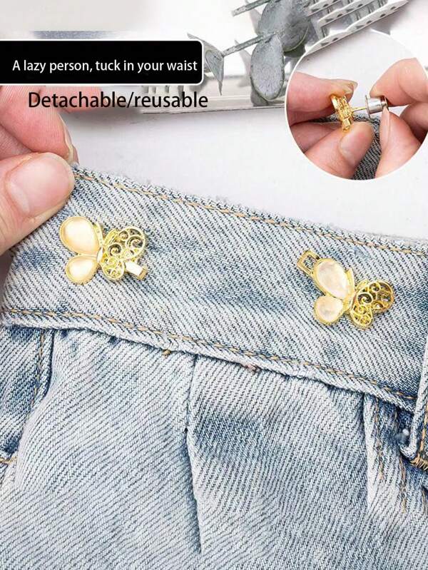 1pc Bow Detachable Buckle Waist Cincher For Jeans, Cat Eye Buckle Waist Shaper Without Punching Holes For Downsizing
