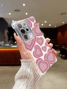 1pc New Minimalist Heart-Shaped Anti-Drop Transparent TPU Protective Case, Compatible With Apple, 16, 16 Plus, 16 Pro Max, 16 Pro / 11, 15 Pro Max, 14 Pro Max, Galaxy, SAM, Realme C15, Infinix Hot30i, K60 Ultra Waterproof Shockproof Scratch Resistant