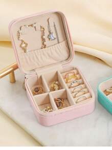 High-End Jewelry Box Portable Necklace Ring Dustproof Storage Box, Earrings Earrings Elegant Jewelry Box Leather Simple Jewelry Box With Lid, Large Capacity Jewelry Organization Box
