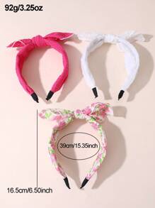 3pcs Stylish Pink Flower Print Headbands For Women, Cute Bow Hair Hoop, Suitable For Daily, Vacation And Outdoor Matching, Bow Accessories, Hairband Headband For Women, Hair Accessories,