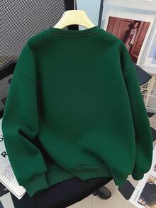 1 Stück Mädchen Sweatshirt mit frischem "Lächeln" Aufdruck, weiches Material, vielseitiger Lässig-Stil