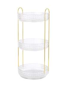 360° Rotating Diamond Pattern Acrylic Makeup Organizer Box, Vanity Countertop Cosmetic Storage Rack For Lipstick, Skincare, Perfume And Beauty Products