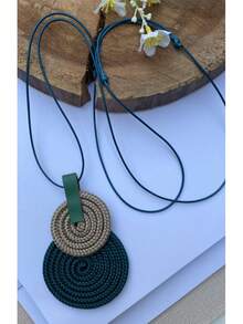 Women's Long Necklace Color Handmade Mandal Pendant - 28.石油/防禦 - 查看 2