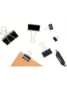 12pcs Black Binder Clips, Creative Stationery Clips For Office, Students, Tea Bags, Assorted Sizes To Meet Different Needs - Multicolor - View 9