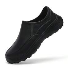 黑色防水防滑厨师鞋轻便防滑工作鞋适用于厨房/餐厅，大码男款