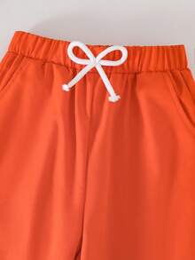 Tween Mädchen-Outfit mit Blumen-bestickter, warmer Rundhals-Kapuzenjacke und gewebter Lange-Hose Set