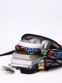 3pcs Set Including: 1 Lightweight Children's School Backpack, 1 Printed Book Bag, 1 Cute Lightweight Backpack, Suitable For Teenage Girls School Daily Use And Casual Travel - Ball Multicolor - View 3