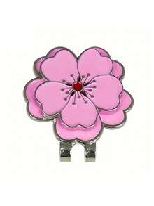 1 件 + 创意粉色花朵高尔夫帽夹，带强磁标记，耐用防锈设计，可固定帽子和腰带，适合送礼