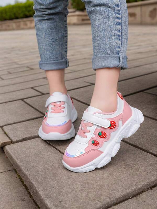 1 Pair Fashion Colorblock Hook And Loop Kids Casual Outdoor Sports Flat Shoes, Comfortable Lightweight Athletic Sneakers, Suitable For Spring/Autumn