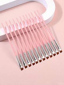 12支超细眼线化妆刷，软毛眉刷，多功能便携式化妆工具，眉刷，眼影刷，螺旋刷，赠品 - 粉色 - 查看 3