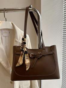 1pc Luxury Solid Color Versatile Women's Shoulder Handbag, New Fashion High Capacity Ladies Tote Bag