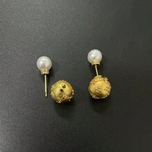 1 Stück Luxuriöse Ohrringe im europäischen Stil mit goldfarbenen Streifen, Strass und Hohlperle, vintage Design Ohranhänger, geeignet für den täglichen Gebrauch von Frauen, Partys, Geschenk für Freundin