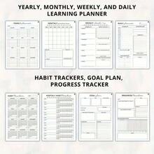 1pc 47-Page Language Learning Planner For Adults - Includes Vocabulary & Grammar Notebook, Weekly & Monthly Logs, Flashcards, Mind Map, And Writing Tips - Comprehensive Organizer For Language Education, Language Learning Planner | Weekly & Monthly Layout | Spiral Bindin School Supplies,Back To School - Multicolor - View 7