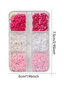 3D 花朵指甲饰品，3D 亚克力花朵指甲艺术水钻白粉色混合樱花春季亚克力指甲用品与人造珍珠指甲 DIY 指甲装饰指甲饰品指甲宝石 - 彩色 - 查看 6