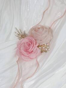 1pc Valentine's Rose Wrist Corsage, Gift, Wedding Decoration, Bridal And Bridesmaids Accessory, Wedding Birthday Party